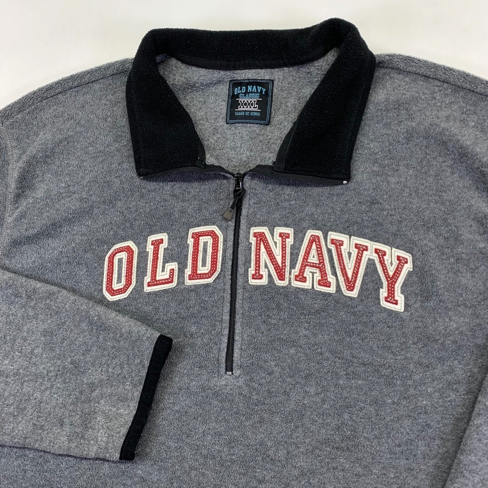 Y2k‎ Old Navy Classic Gray Fleece Pullover Mens XXL Quarter Zip Sweatshirt